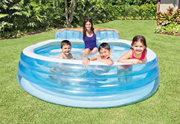 Garden Inflatable Pool,Inflatable Pool for Kid and Adult,Hot Summer Party，Outdoor Backyard，-6 People 210x150x68, Blue 