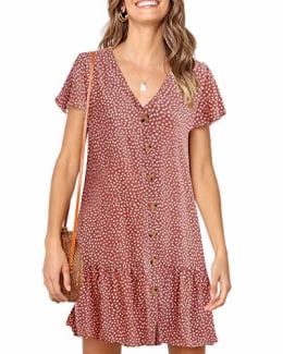 Lucky Brand Women's Flutter Sleeve V-neck Button Front Mini Shirt