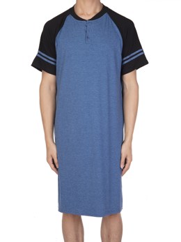 Men's Cotton Nightshirt Short Sleeves Sleep Shirt Nightgown