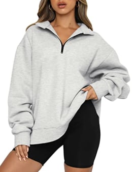 CRZ YOGA Womens Fleece Lined Half Zip Hoodies Pullover Oversized