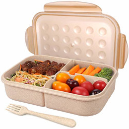 W&P Porter Lunch Box, 3 Compartment Bento Box Style Portable Adult Lunch Box  wit
