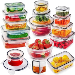 Food Storage Container Set Pantry Organization Clear Plastic 28 Sets with  Labels