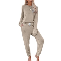 Cozy 2 Piece Outfits Lounge Sets for Womens Loungewear Long Sleeve Tops and  Joggers Sweatpants