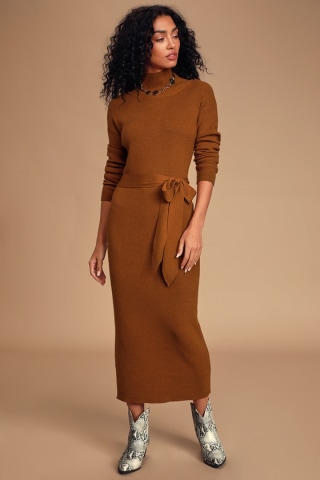Turtleneck Midi Sweater Dress