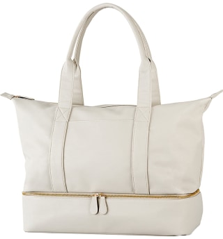 Monogram Faux Leather Tote with Shoe Base