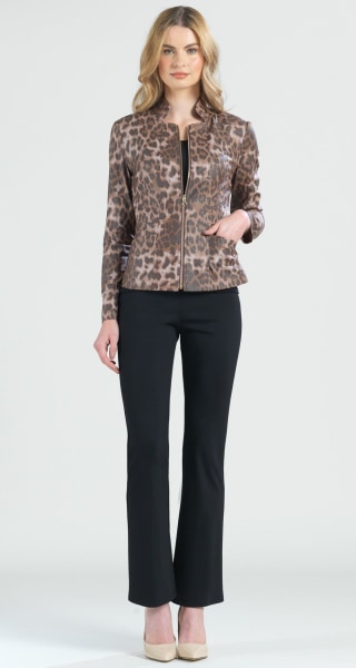 Liquid Leather Slit Pocket Jacket - Cheetah