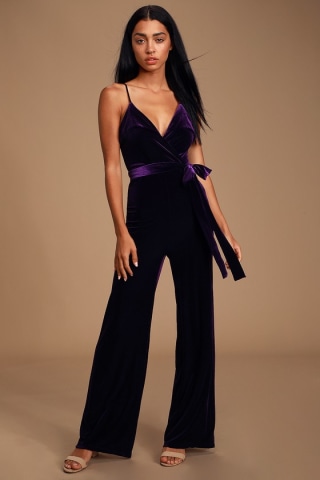 Lulu's Purple Velvet Jumpsuit