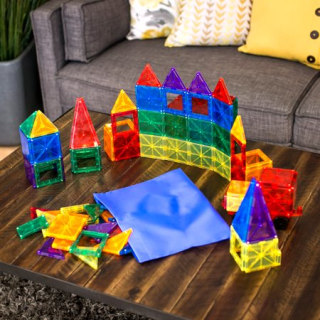 Best Choice Products 100-Piece Transparent Rainbow Magnetic Building Geometric Tiles