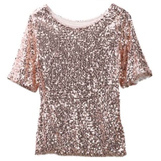 Multitrust Sloping Shoulder Glistening Sequin Shirt