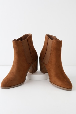 Lulu's Teddy Tan Suede Ankle Booties