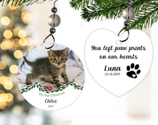 Cat Playing With Christmas Lights Ornament