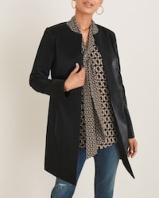Chico's Coated Faux Leather Topper Coat