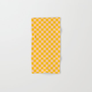 Deep Peach Orange and Amber Orange Checkerboard Hand &amp; Bath Towel