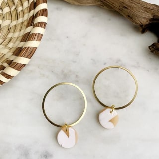 BR Design Co Opal Print + Brass Hoops