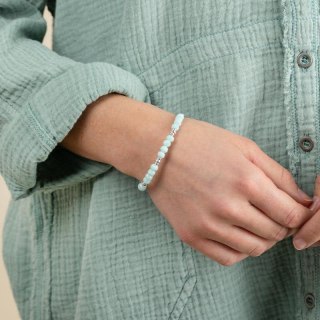 Mint Green Celeste Beaded Bangle in Shiny Silver