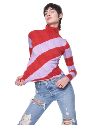Red Lilac Stripe Turtleneck