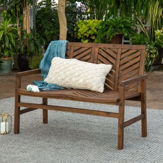 Modern Boho Acacia Wood Outdoor Loveseat