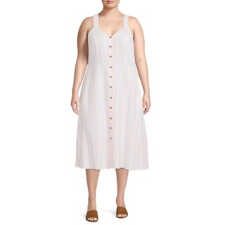 Terra &amp; Sky Women's Plus Size Button Front Tank Dress
