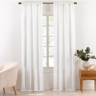 Gap Home Multi-Nep Organic Cotton Light Filtering Window Curtain Pair White 95