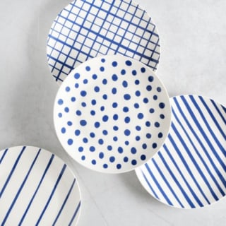 Gap Home New Blue 8-Inch Blue & White Assorted Fine Ceramic Salad Plates, Set of 4