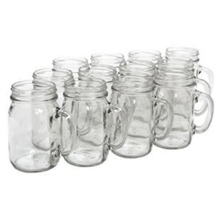 North Mountain Supply - NMS J40014 - No Lids Glass Pint Mug Handle Mason Drinking Jars - Case of 12
