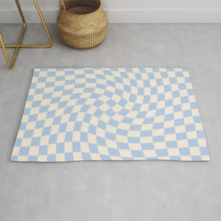 Galaxy Eyes Check II - Baby Blue Twist Checkerboard Print Rug