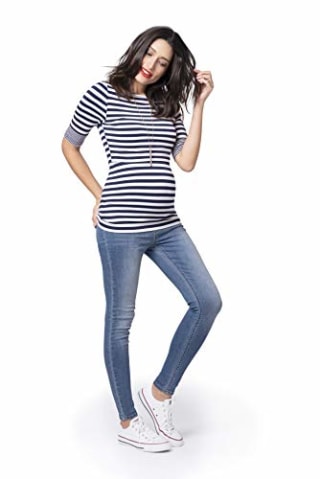 Seraphine Women's Nautical Maternity & Nursing Top Size Small