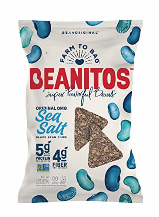 Beanitos Black Bean Chips with Sea Salt Plant Based Protein Good Source Fiber Gluten Free Non-GMO Vegan Corn Free Tortilla Chip Snack, 5 Ounce, Pack of 6