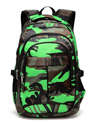 BLUEFAIRY Boys School Backpacks For Girls Kids Elementary School Bags Bookbag (Camo Green)