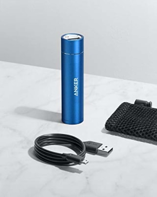 Anker PowerCore+ Mini, 3350mAh Lipstick-Sized Portable Charger (Premium Aluminum Power Bank), One of The Most Compact External Batteries, Compatible with iPhone Xs/XR, Android Smartphones and More