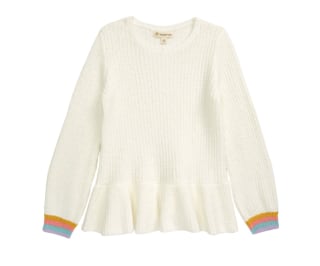 Tucker + Tate Stripe Cuff Peplum Cotton Blend Sweater