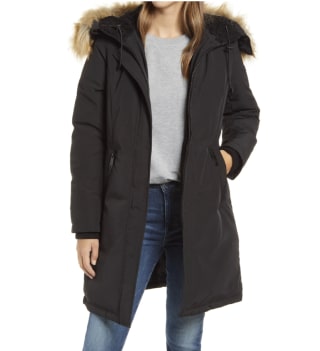 Sam Edelman Faux Fur Trim Down Parka. January 2021 sales.
