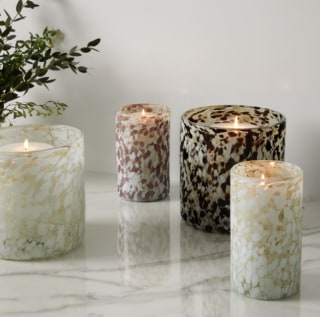 West Elm Speckled Mexican Glass Hurricanes. New and notable launches this week.