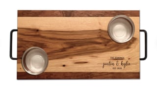 Charcuterie Board With Sunken Glass Condiment Bowls