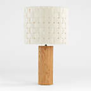 Crate &amp; Barrel x Shinola Parker Wood Table Lamp with Woven Canvas Shade