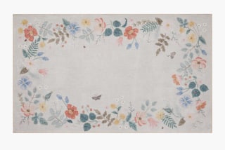 Strawberry Fields Border Cream Non-Slip Rug