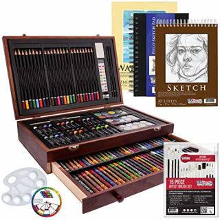 U.S. Art Supply 162-Piece Deluxe Mega Wood Box Art Set