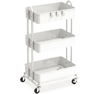 SimpleHouseware Heavy-Duty 3-Tier Metal Utility Rolling Cart