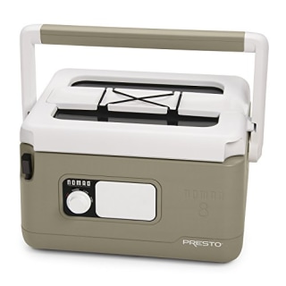 PRESTO NOMAD Traveling 8 Quart Slow Cooker, rugged, wide-profile picnic-cooler style design, tan (Amazon)