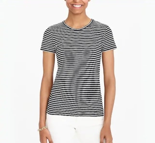 Womens black and white striped t shirt cheap