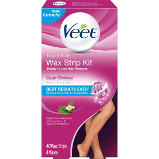 Veet Ready-To-Use Sensitive Formula Wax Strip Kit Hair Remover 40 count box