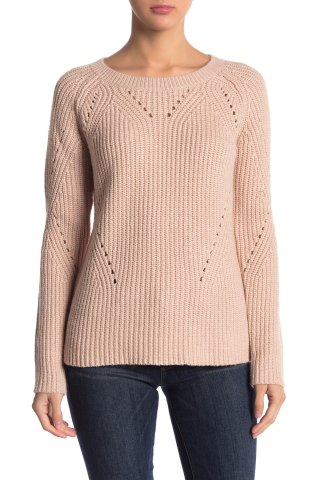 Lucky Brand Crew Neck Pointelle Sweater