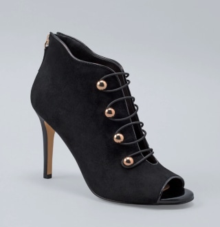 Suede Peep-Toe Booties