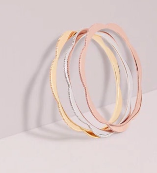 Slender Scallops Pavé Bangle Set