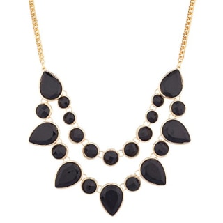 Lux Accessories Black Circles and Stones Statement Necklace