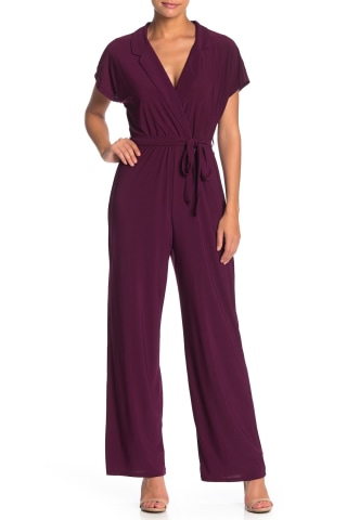 Super Foxx Lapel Waist Tie Jumpsuit