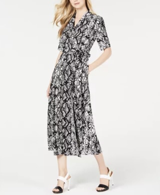 Calvin Klein Python-Print Wrap Maxi Dress
