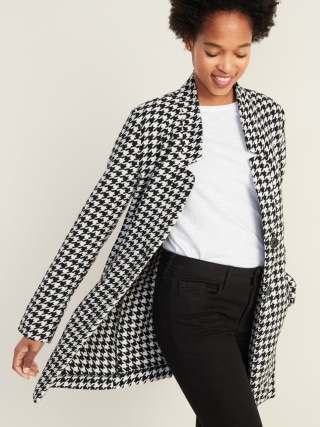 Textured Houndstooth Coat