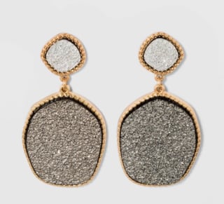 SugarFix Two-Tone Druzy Drop Earrings
