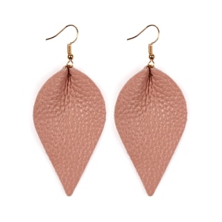 Riah Fashion Teardrop Shape Pinched Leather Earrings
